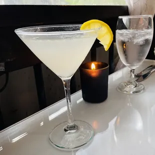 a martini and a candle