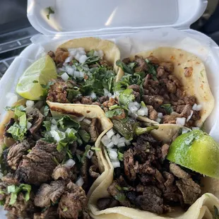 2 Al Pastor and 2 carne asada tacos