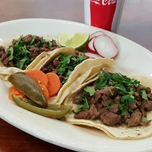 Lunch Combo 1 - 3 Carne Asada Tacos with drink