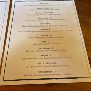 Food menu