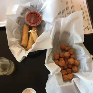Cheese curds and wonton mozzarella sticks