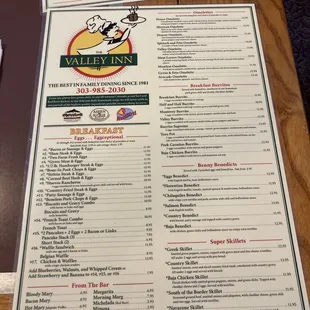 menu and prices