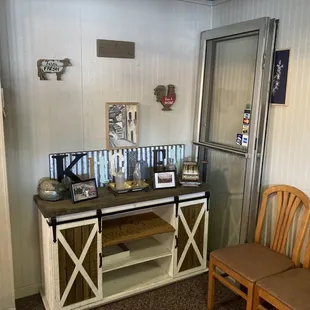 a table and chairs in a room