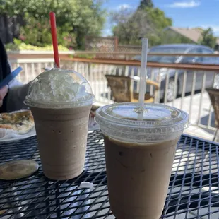 Blended chai and iced vanilla latte