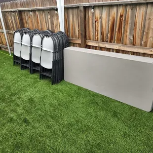 5 tables, 40 chairs, ready to party!