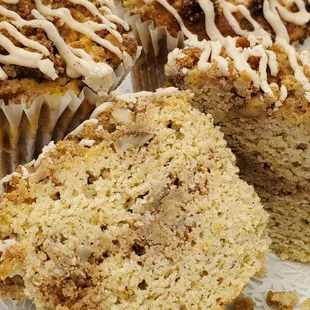 a close up of a muffin on a plate