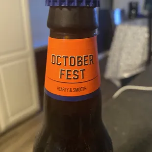 a bottle of october fest beer