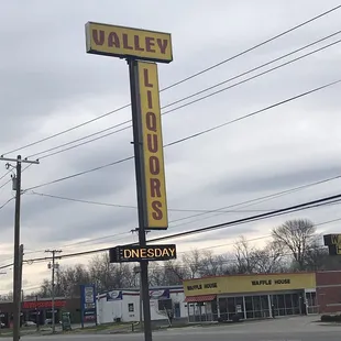 a sign for a liquor company