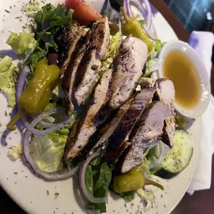 Full Greek Salad with chicken.