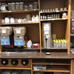 shelves of food items