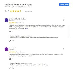 GOOGLE REVIEWS OF VALLEY NEUROLOGY GROUP-2