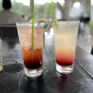 Left - currant drink  Right- Roscoe sunset
