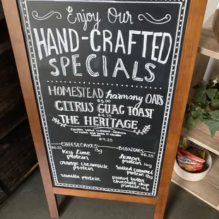 Hand crafted menu