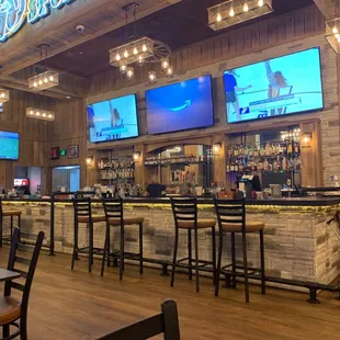 the bar and televisions