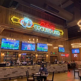 the bar and televisions