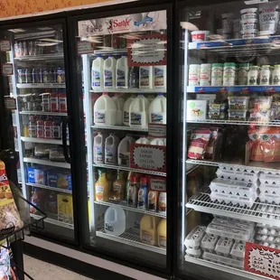 Milk, Eggs, orange juice, crema, sour cream, butter, shredded cheese, coffee cream