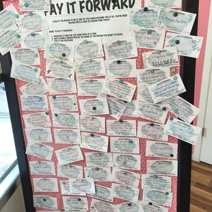 Board inside the store. Review this one to see if you can redeem a card!