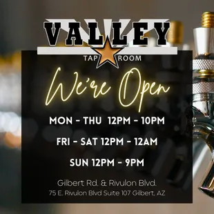 New Taproom in Gilbert, Open Late.