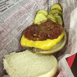 Bacon and cheese burger.