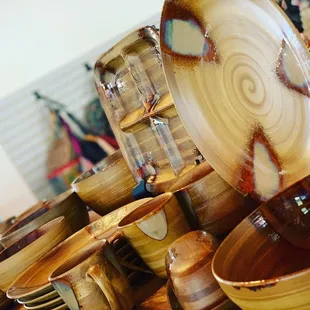 Kitchen, dinner dish set, brown, ceramic, rustic, affordable, DAV, thrift store
