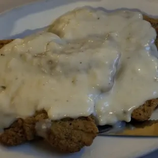 Two generous size pieces of Country Fried Steak