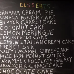 Dessert Menu