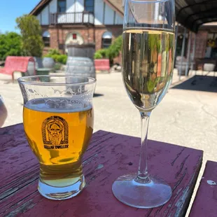 a glass of wine and a half full glass of wine