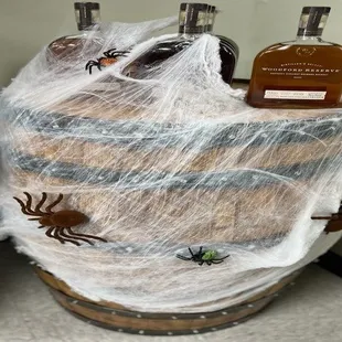 a barrel wrapped in plastic