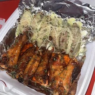 Death Valley Meal (half garlic parmesan and valley sauce)