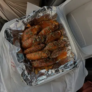 chicken wings and fried chicken, food