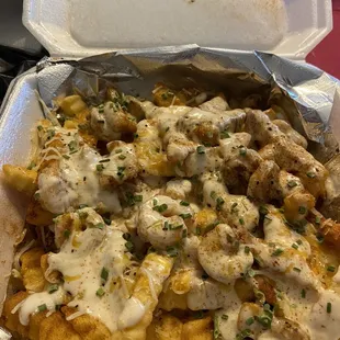 Cajun Shrimp Alfredo Loaded Fries
