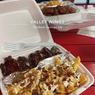 5 piece Traditional Wings Combo Meal, Sweet BBQ with bacon ranch cheese fries