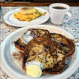 Raisin French toast and egg cheese muffin