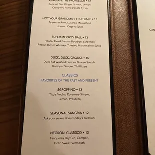 Drink list
