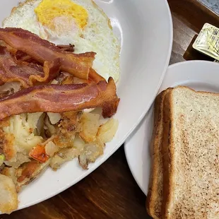 #2 - 2 eggs bacon hash browns and toast