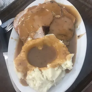 Hot Pork W/ Mashed Potatoes & Grav