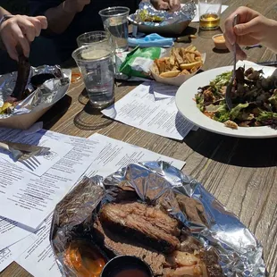 Ribs / brisket / chicken rocket salad / boardwalk fries