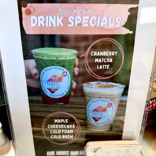 a drink specials sign