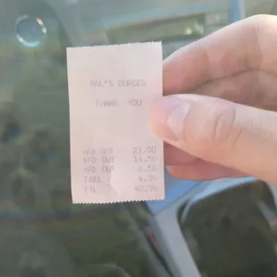 Papa Burger. Mama Burger. Fries. This is their receipt.