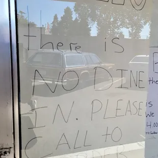 a sign in a window