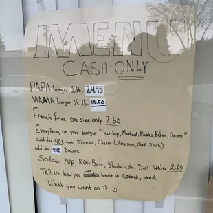 Outside menu