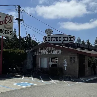 The outside of the restaurant.