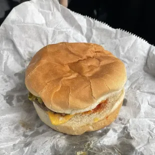 Double cheeseburger with the works