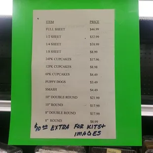 Cake pricing