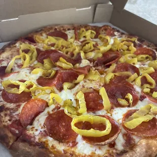 Pepperoni and banana pepper