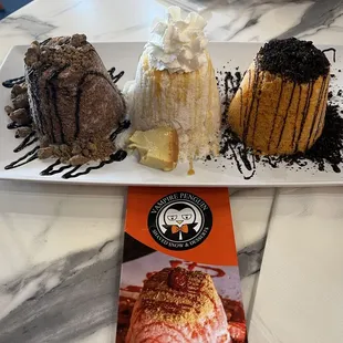 Chocolate peanut butter, dulce de leche, snow thaiger