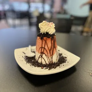 a desert on a white plate