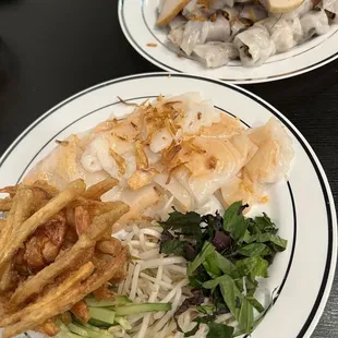 two plates of food on a table