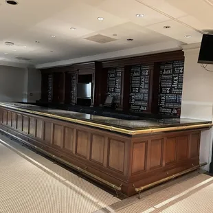 Restrooms for patrons of the Van Gogh exhibit are located near this former bar area upstairs