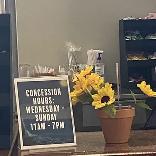 Hours of concession stand